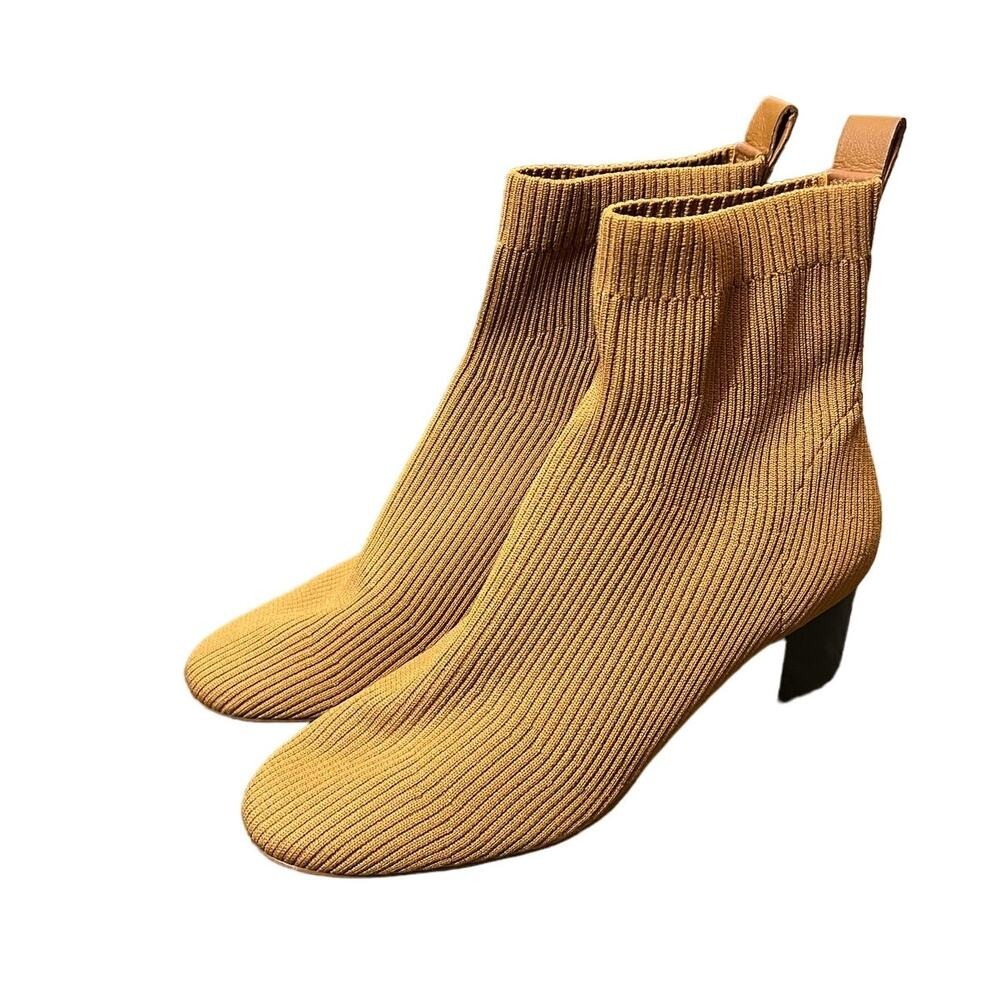 Everlane The Glove Boot Women Size 10 Toffee Ribbed Knit Block Heel Ankle